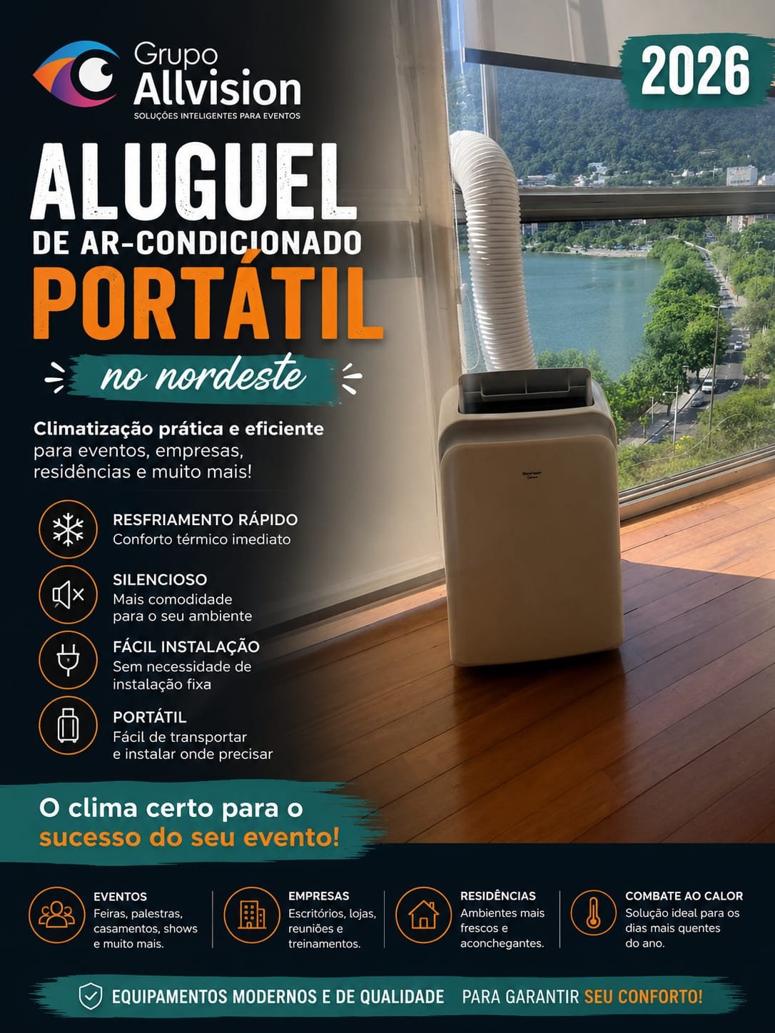 Aluguel de Ar-Condicionado Split, Portátil e Piso Teto para Comércio e Eventos em Maceió