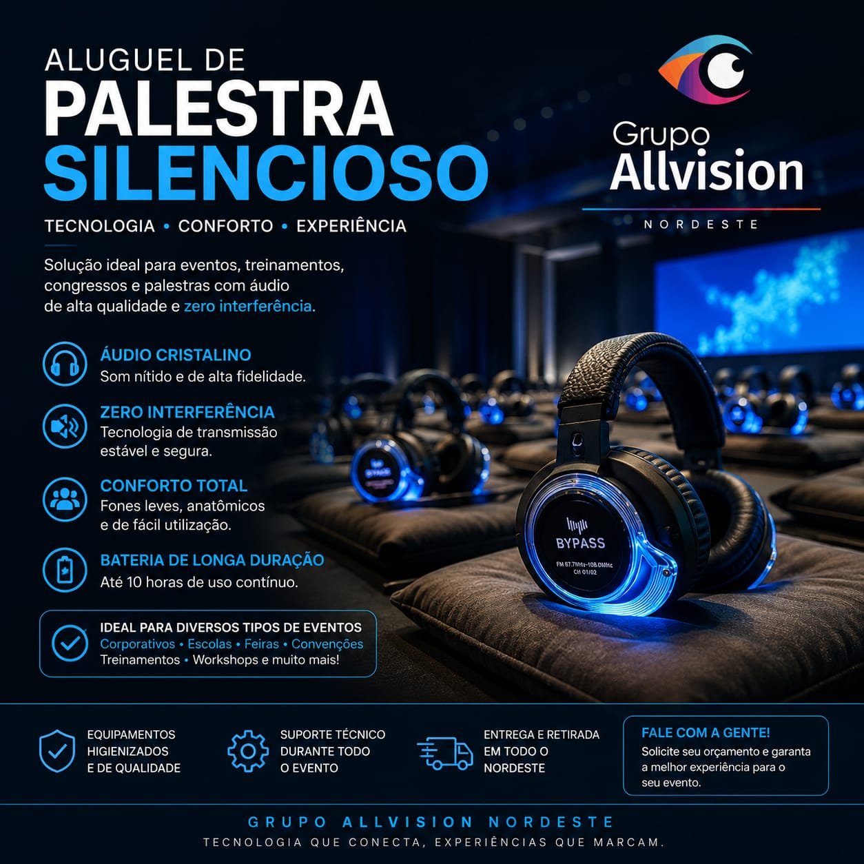 Locação de Palestra Silenciosa, Tradução Simultânea e Tecnologia VR para Congressos e Eventos no Nordeste